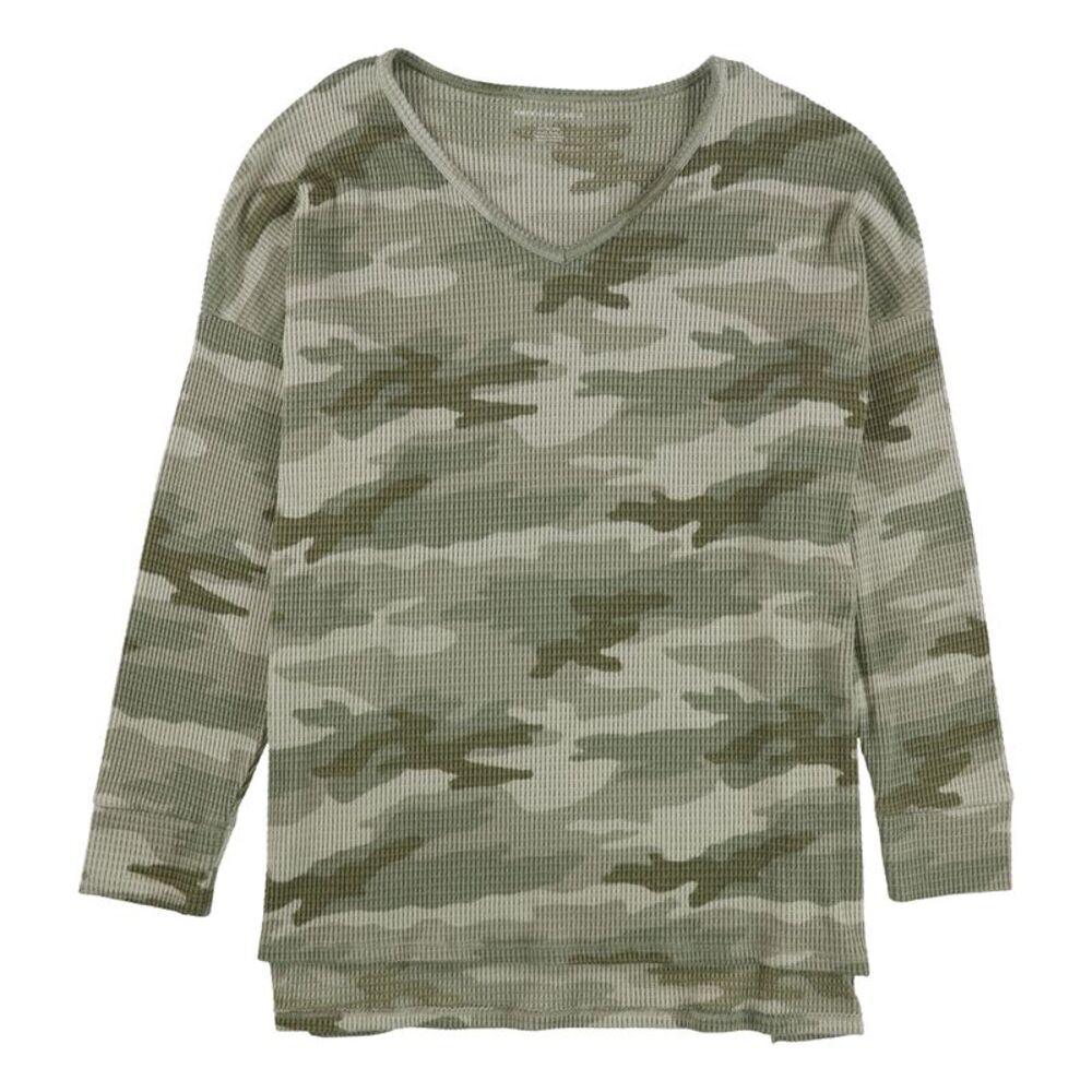 American Eagle Womens Camo Long Sleeve Knit Blouse, Green, S, DM